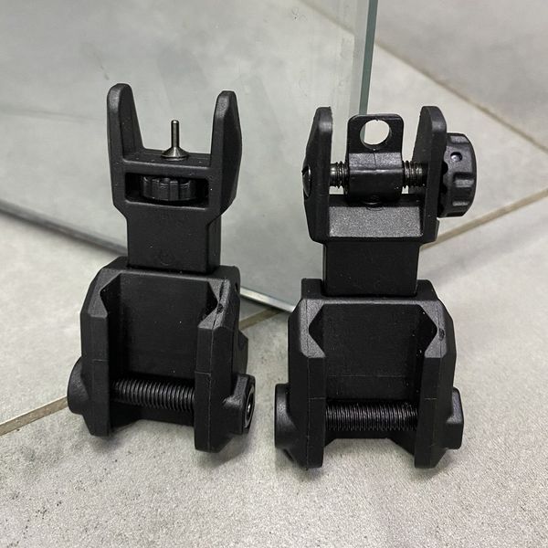 Мушка и целик высокие, DLG TACTICAL (DLG-167), цвет Черный, съемные на Picatinny, откидные 241855 фото