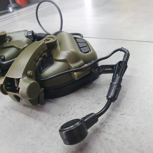 Наушники тактические Earmor M32X Mark3, активные, с креплением на шлем и съёмным микрофоном, цвет Олива 243816 фото
