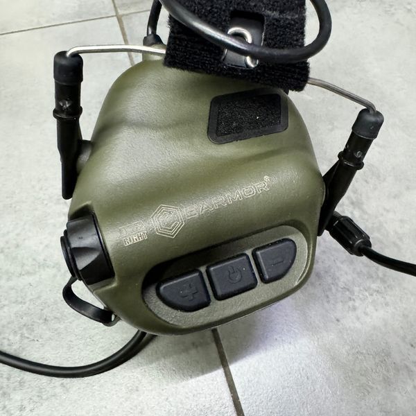 Наушники тактические Earmor M32X MOD4, активные, с креплением на шлем и оголовьем, цвет Олива 245517 фото