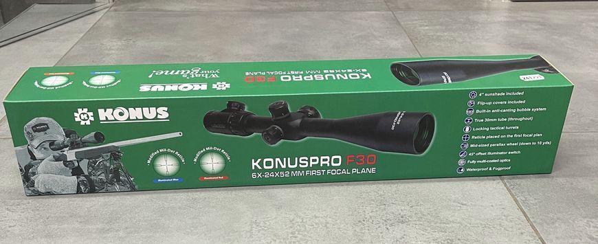 Оптичний приціл KONUS KONUSPRO F-30 6-24x52 MIL-DOT IR FFP 241791 фото