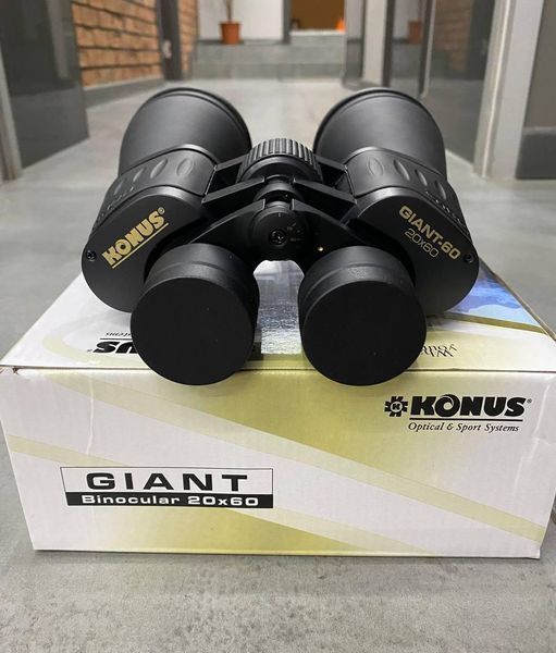 Бинокль KONUS GIANT 20x60, Черный, чехол, нашейный ремень, защитные крышки на объективы и окуляры 241539 фото
