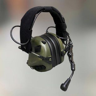 Навушники тактичні Earmor M32 Mod3, активні, зі знімним мікрофоном і гарнітурою, активні навушники військові, колір &ndash; Олива 244821 фото