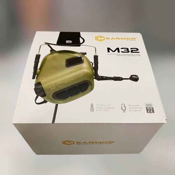 Наушники тактические Earmor M32 Mod3, активные, со съёмным микрофоном и гарнитурой, цвет &ndash; Олива 244821 фото