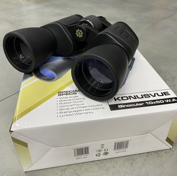 Бінокль KONUS KONUSVUE 10x50 W.A., широкий кут огляду, чохол, ремінь, захисні кришки 241732 фото