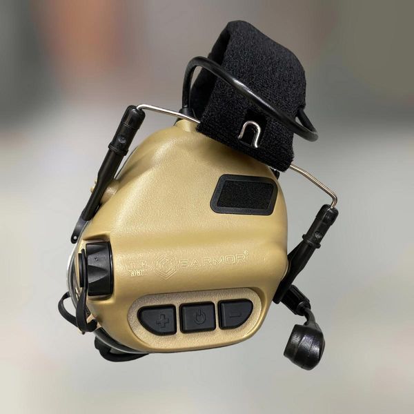 Наушники тактические Earmor M32 Mod3 Койот, активные, со съёмным микрофоном и гарнитурой, активные наушники военные 244822 фото