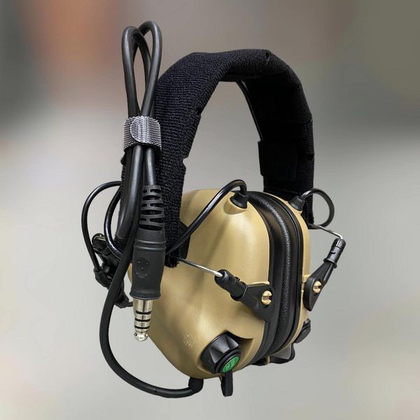Наушники тактические Earmor M32 Mod3 Койот, активные, со съёмным микрофоном и гарнитурой, активные наушники военные 244822 фото